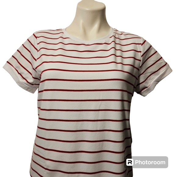 Lulus Womens Mini Dress White w/ Red Stripes Short Sleeve Crew Neck Size Small - Picture 9 of 12